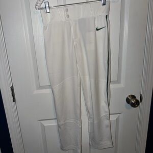 Nike Kids White Baseball Pants with Green Trim- Size Medium